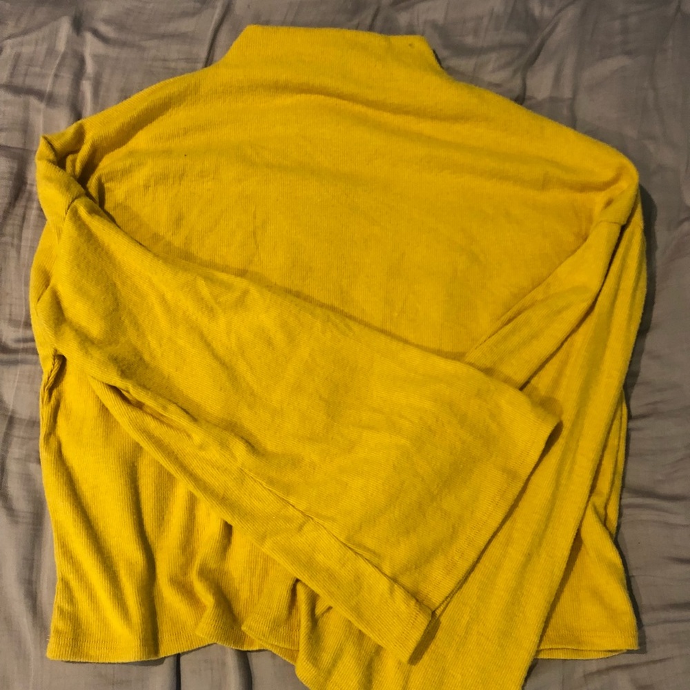 Bell sleeve yellow mock neck sweater